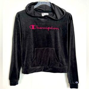 EUC Women’s Champion Black Velvet Hoodie. Size M.